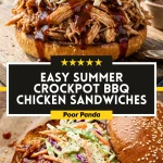 Easy Summer Crockpot BBQ Chicken Sandwiches
